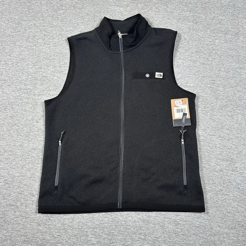 The North Face Gordon Lyons Full Zip Vest Mens Large Black Gray Outdoor NEW